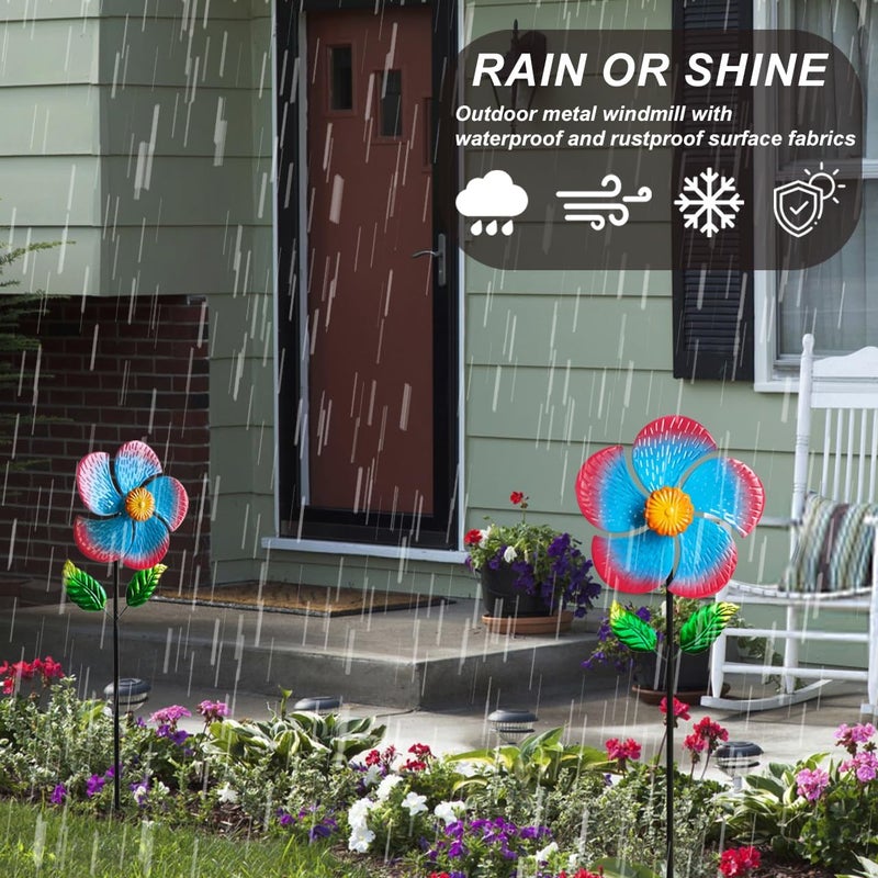 Senflame ​Garden Wind Spinners & ​Metal Wind Sculptures - ​Outdoor Windmill Decor with Vibrant Red & Blue, ​Yard Art for Patio Lawn Garden Ornament, Dynamic ​Wind Spinner Sculpture for Landscape Decor - Image 5